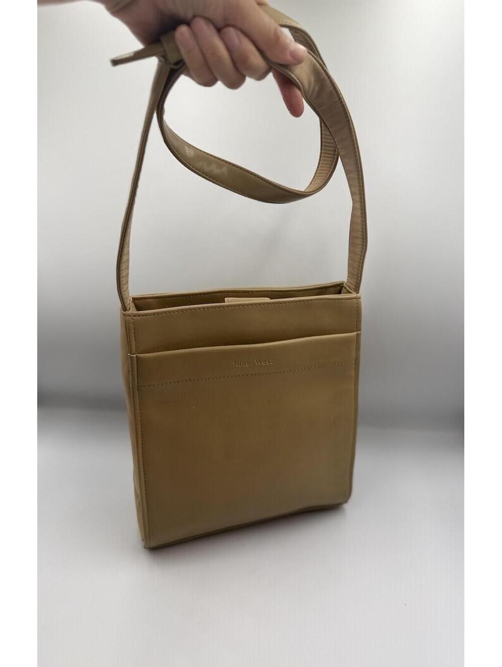 Nine West Tan Mini Shoulder Bag Structured Pocket Purse